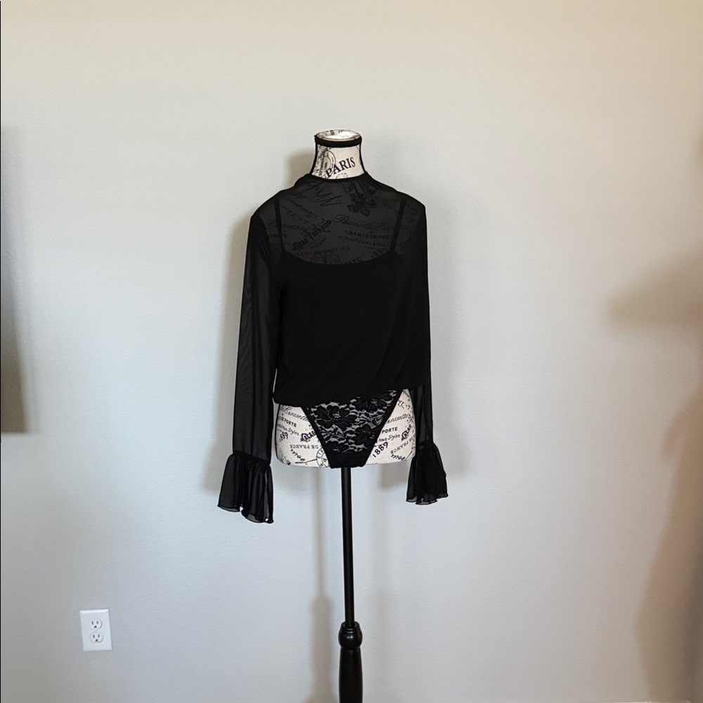 Chic Black Lace Women's Blouse